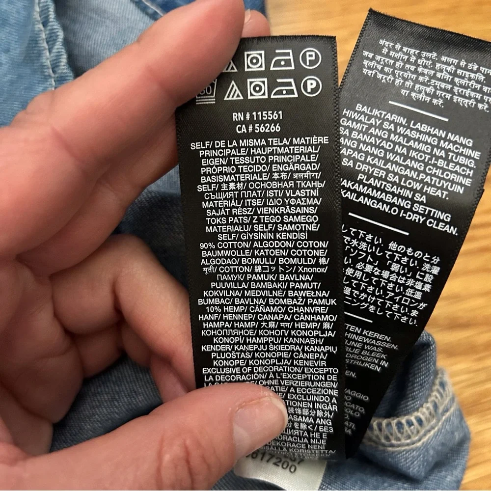 Seven 4 All Mankind Floral Embroidered Distressed Button Down Denim Top - Picture 16 of 16